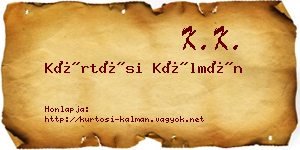 Kürtösi Kálmán névjegykártya
